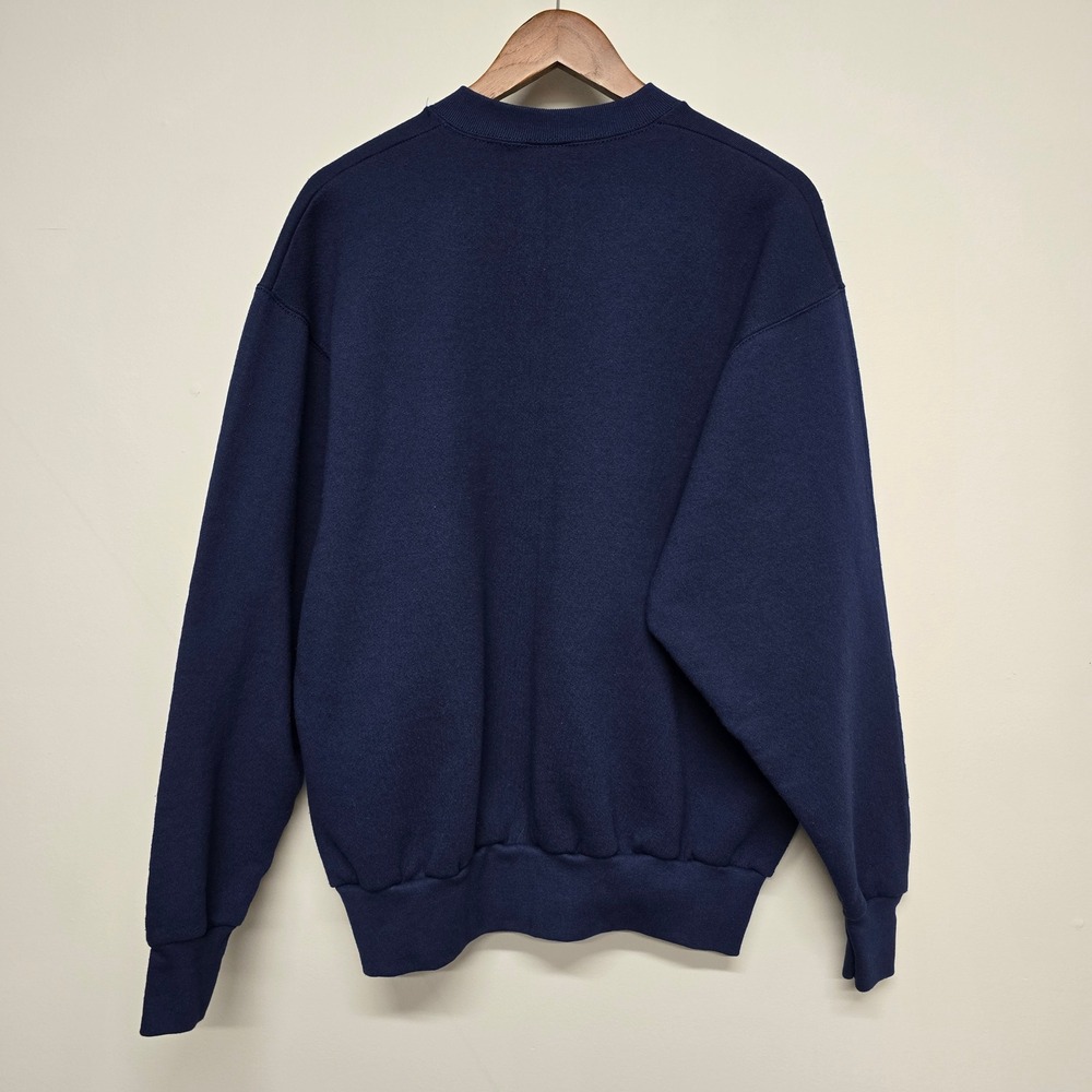 Vintage Fruit of the Loom Atlantic Sweatshirt Mens XL Navy Embroidered 90s - Picture 3 of 9